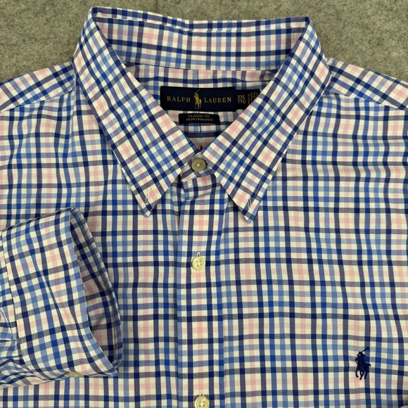 Men's Polo Ralph Lauren Classic Fit Shirt Button Down Performance Blue Plaid 2XL - Picture 1 of 8